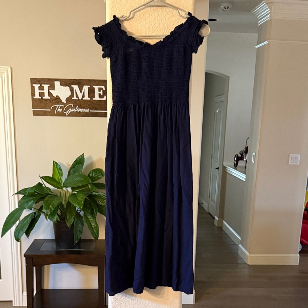Bardot Navy Blue Off-Shoulder Dress